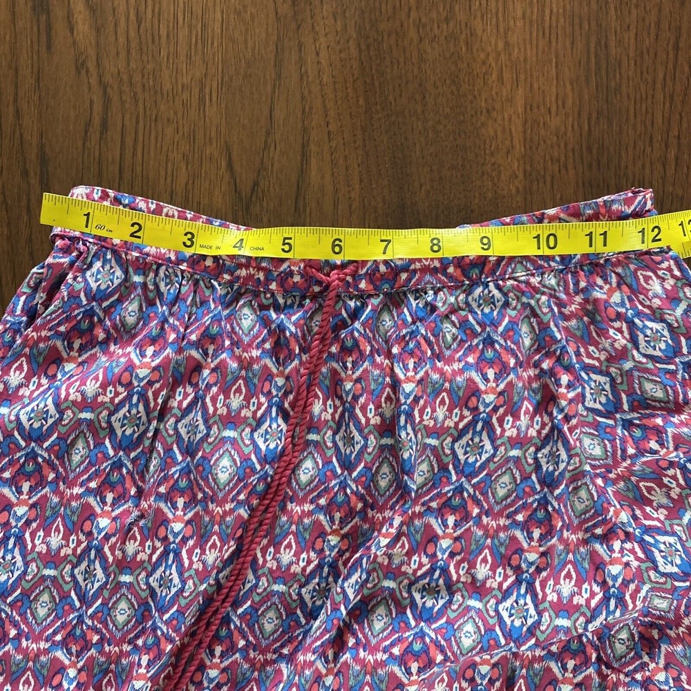 Hollister Womens Midi Skirt S Pink Blue Boho Festival Handkerchief Skirt Tassels - Picture 9 of 10